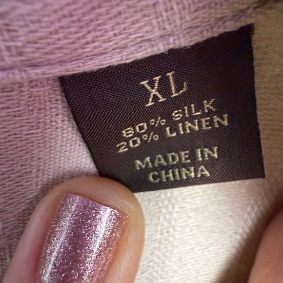 Tasso Elba Shirt Mens XL Tan Silk Linen Button Up Short Sleeve Collared *Flaw - Picture 6 of 8